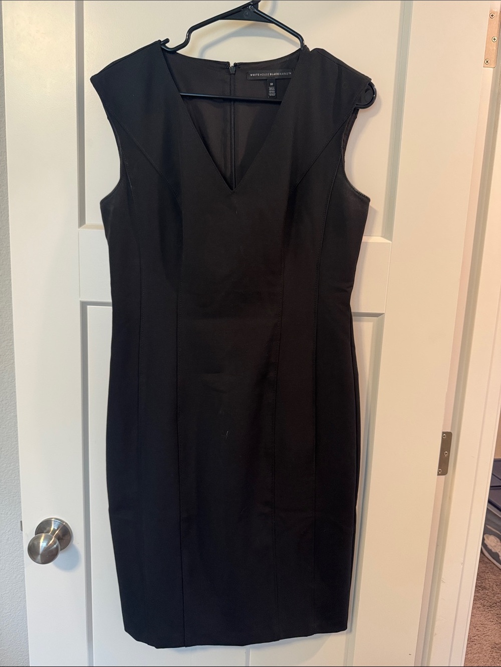 White House Black Market Black V-Neck Cap-Sleeve Sheath Dress